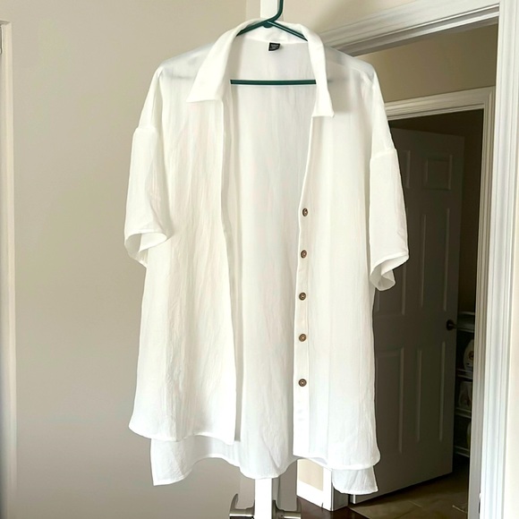 SHEIN - Half Sleeve Buttoned Shirt (White) - Picture 1 of 3